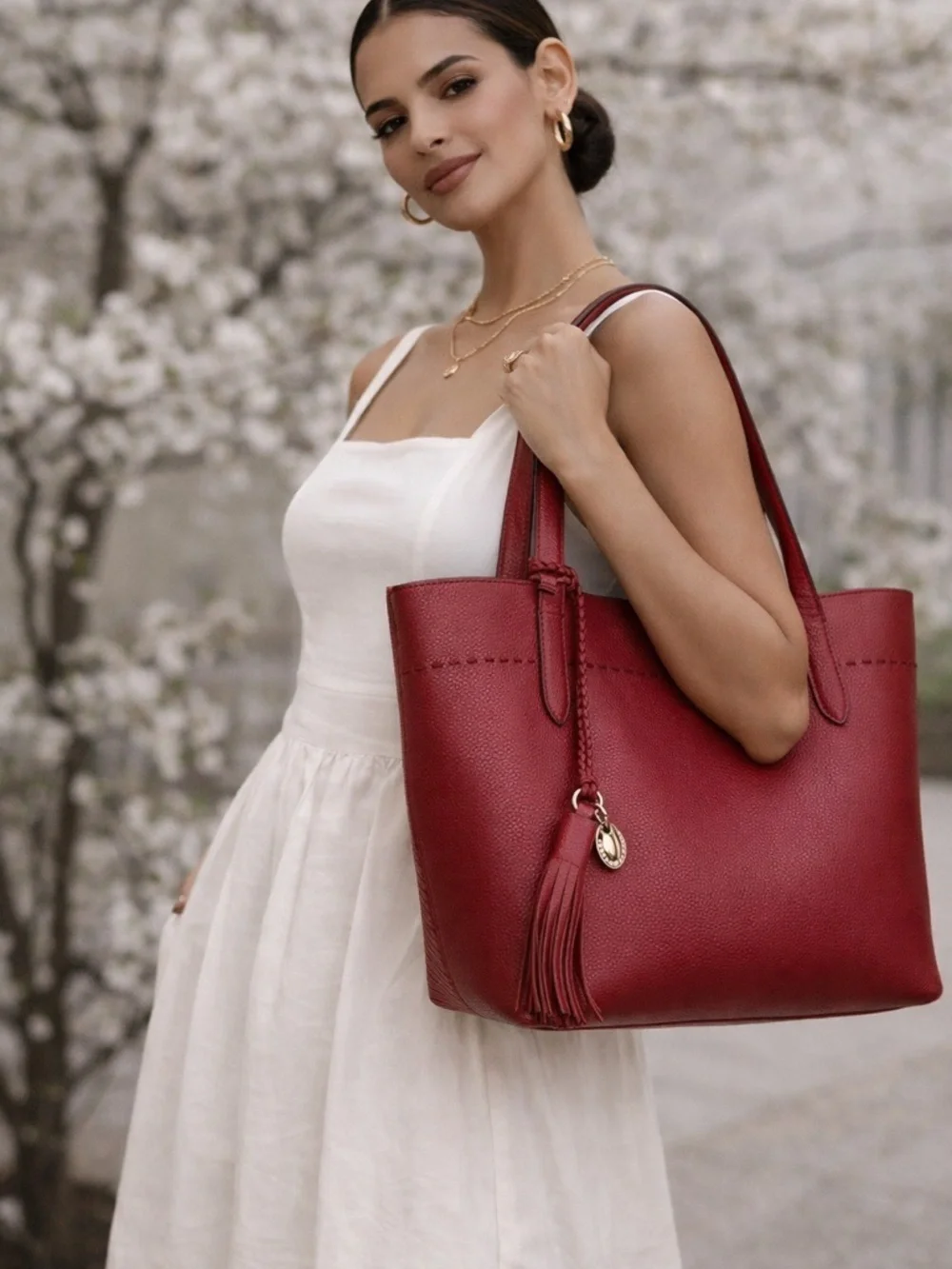 Cole Haan Red Leather Shoulder bag structured tote bag everyday